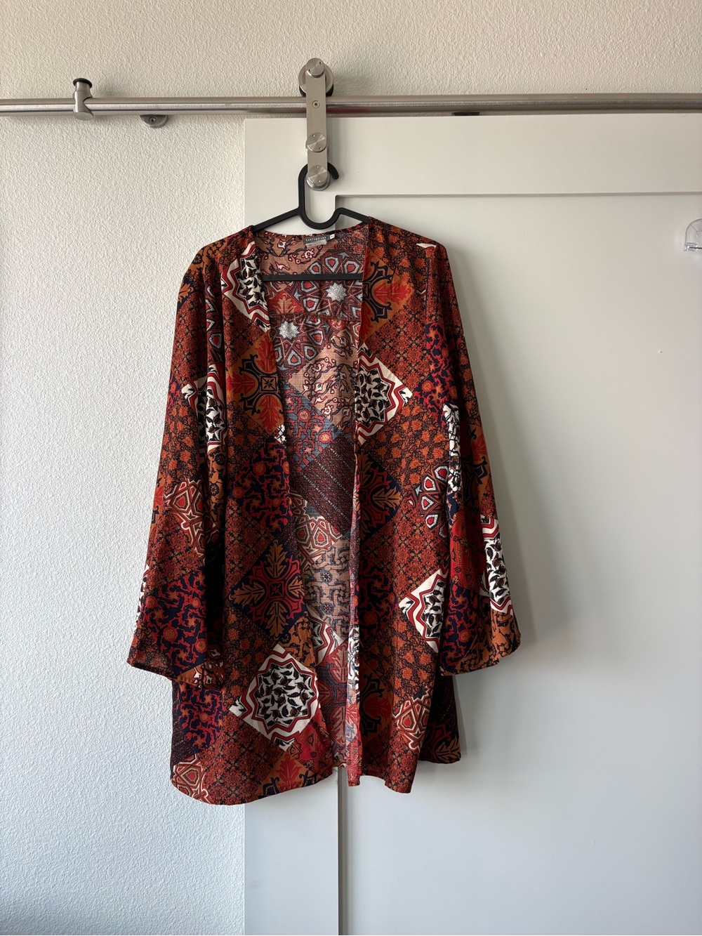 EARTHBOUND Red and Rust Bohemian Printed Kimono